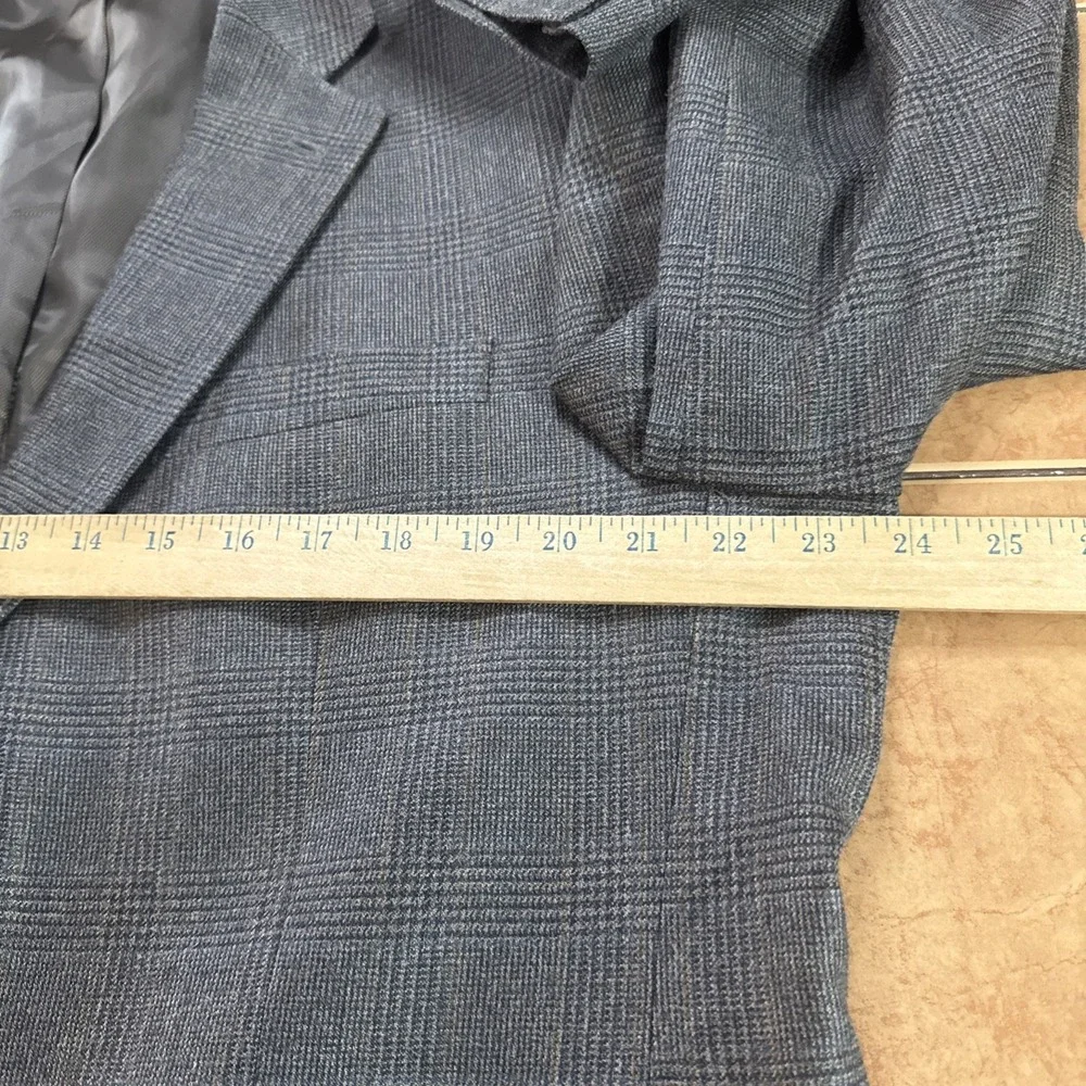 Chaps Ralph Lauren Vintage Silk Wool Brown Glen Plaid Blazer Sz 44R Jacket‎
